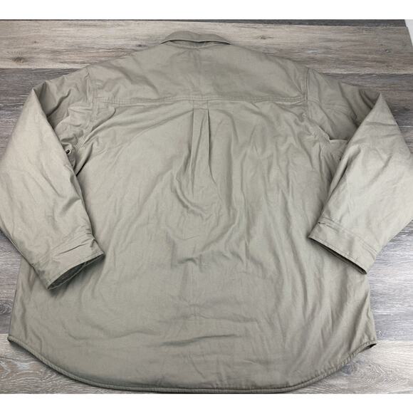 Craftsman Jacket Mens XXL Brown Tan Flannel Lined Chore Barn Canvas Shacket - Picture 6 of 6